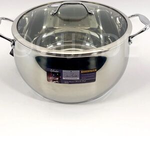 David Burke Splendor Stainless Steel 13.5-Quart Stock Pot with Glass Lid